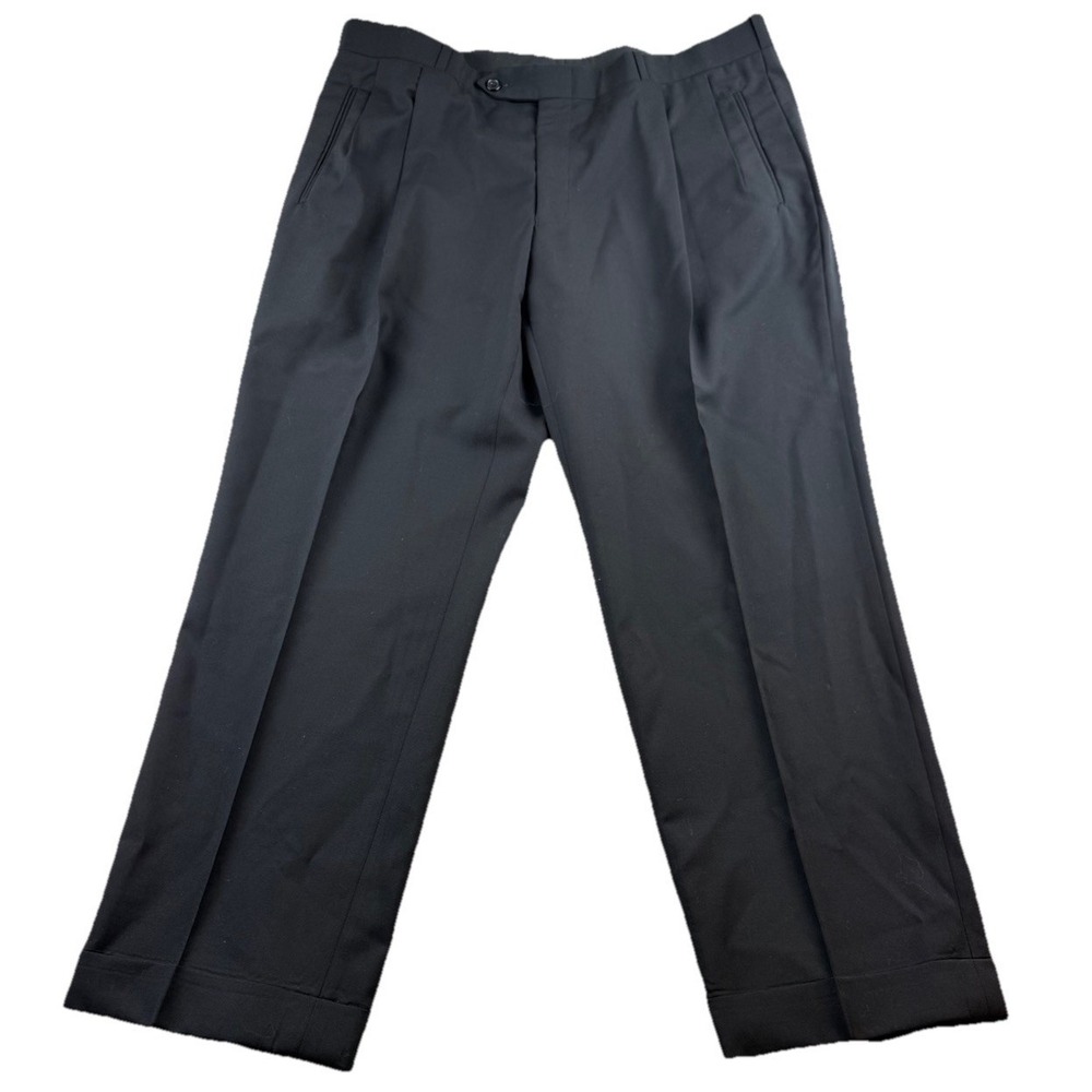 Randy Willard Wool Silk Blend Black Dress Pants Men's Size 38x29 Cuffed Pleated